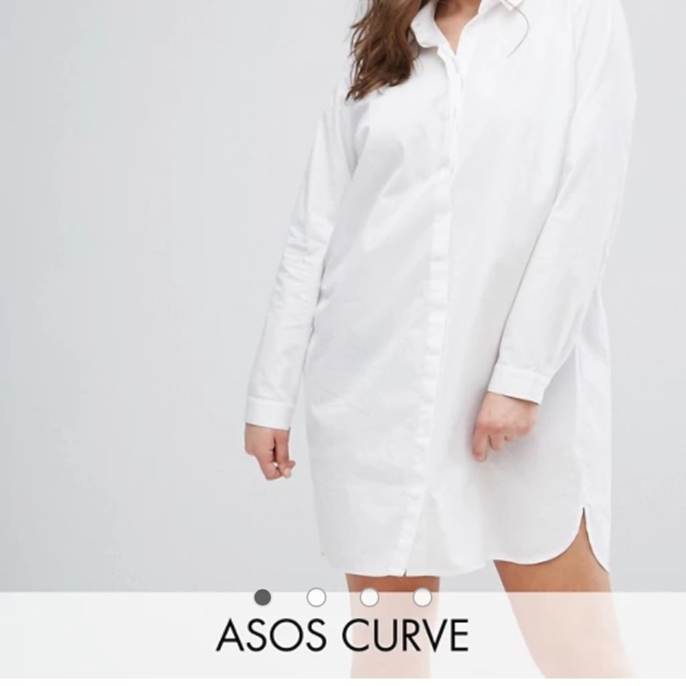ASOS Curve Cotton Shirt Dress White NWT